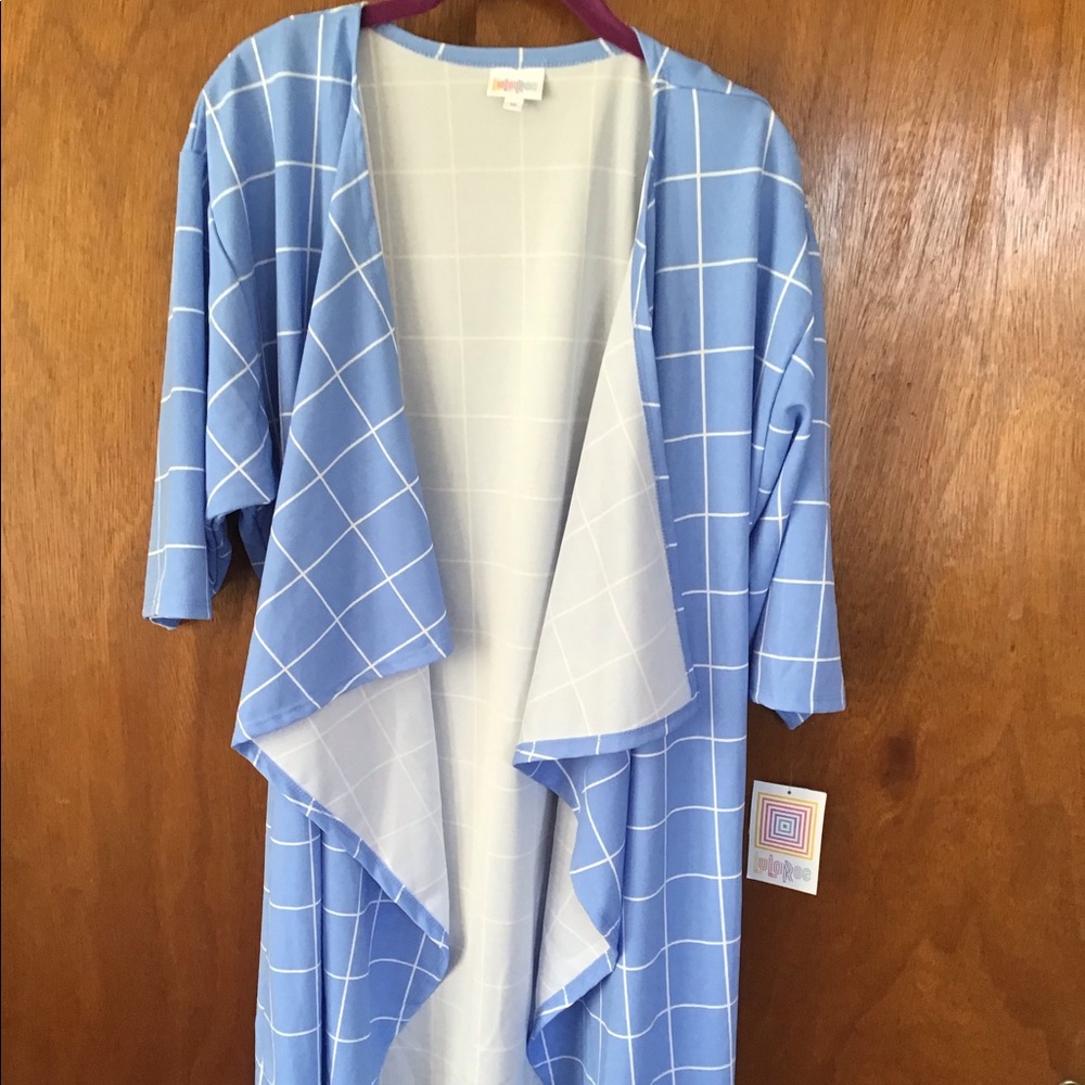 Periwinkle Windowpane Print Shirley Cardigan